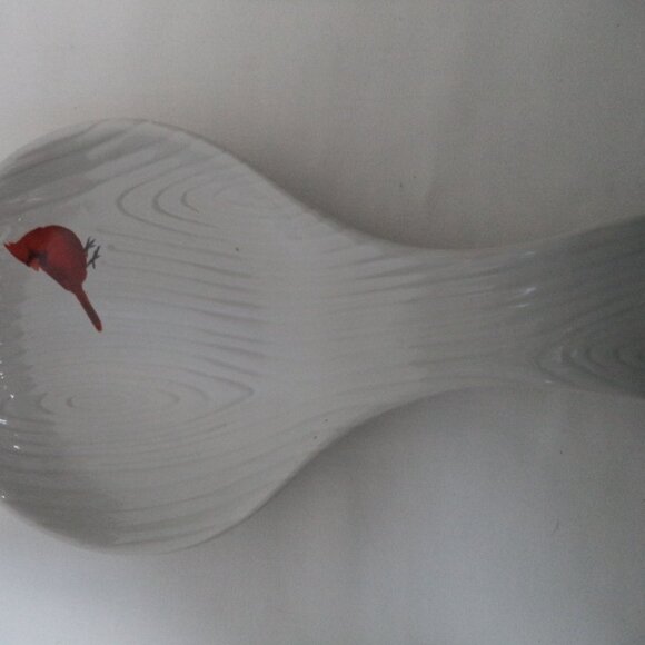Temptations T. White Woodlands Collection Red Cardinal bird Spoon Rest Dish NEW - Picture 2 of 8